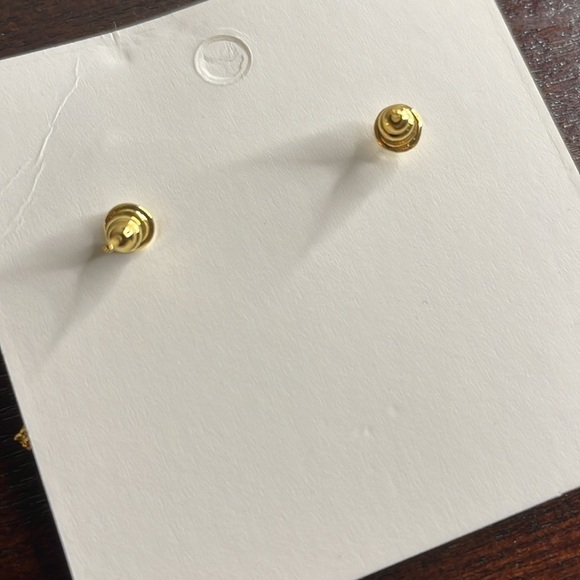 *BIN* Goldtone Zircon Crystal Post Bow Earrings - Picture 2 of 2